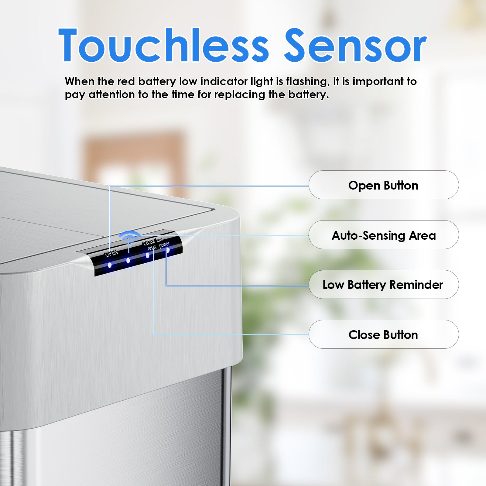 TLSUNNY 13.2/16/18.5/21.1 Gal Automatic Stainless Steel Trash Can, Motion Sensor Kitchen Garbage Can with Soft-Close, Wings-Open Touchless Trash Can for Living, Dining Room