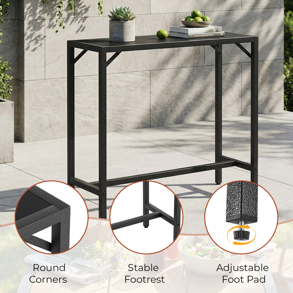 TLSUNNY Bar Table, 40"/47“/55“ Rectangular Pub Height Table, Sofa Console, Dining or Coffee Table for Narrow Spaces, Living Room, Sturdy Metal Frame, Easy Setup