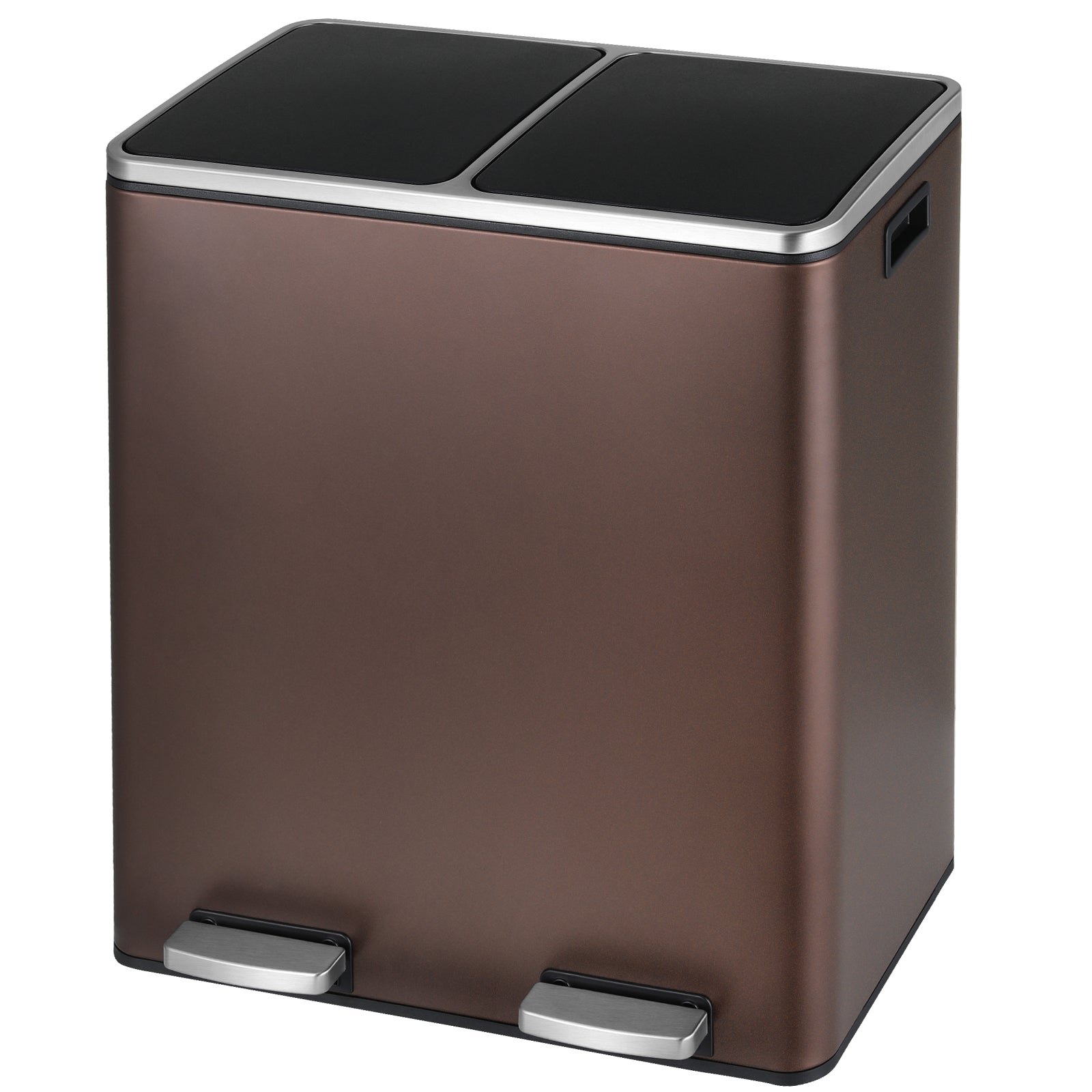 TLSUNNY 16 Gal Double Trash Can Kitchen, Dual Compartment Recycling Bin with Removable Buckets, for Home, Office