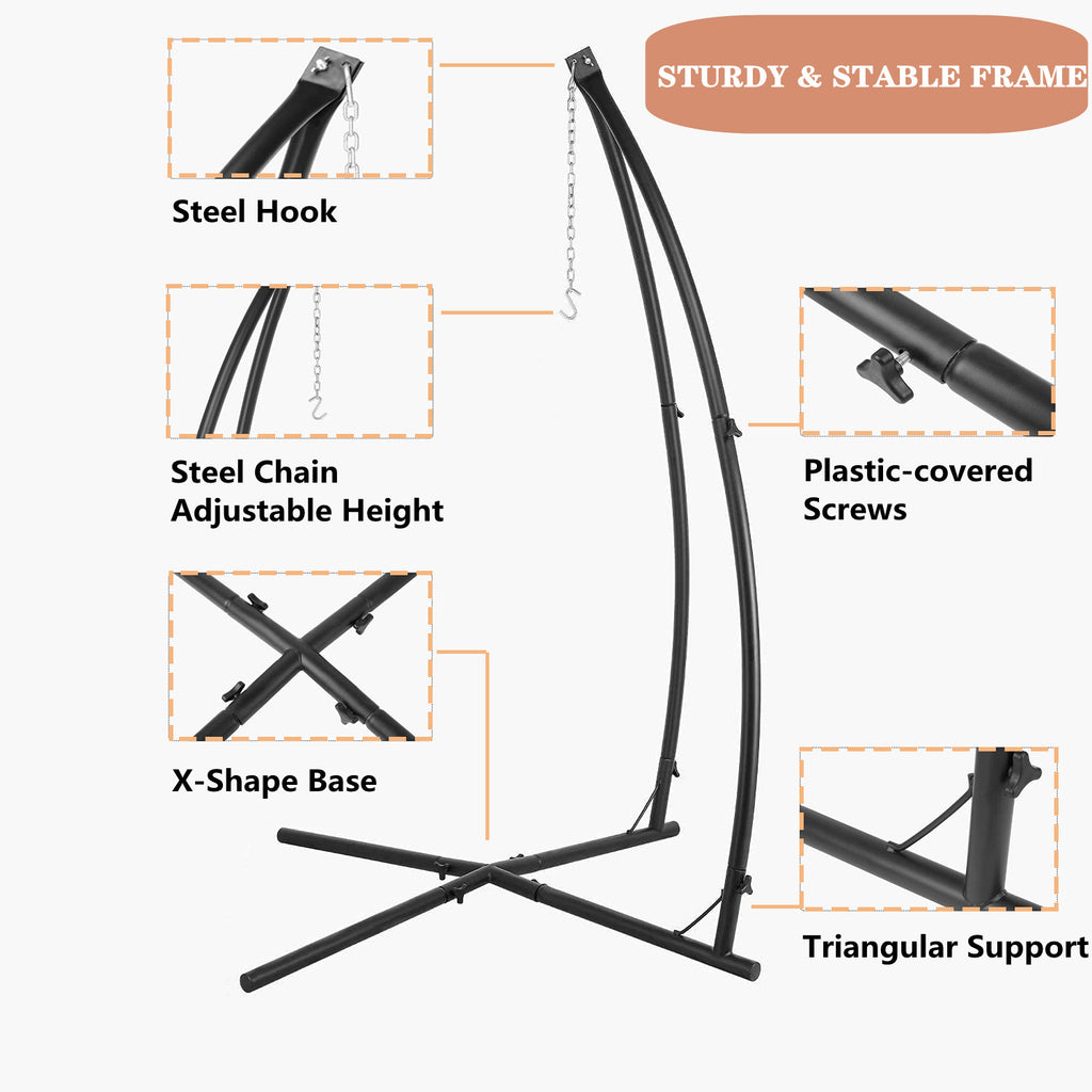 TLSUNNY Hanging Tree Tent Combo with Steel Stand & Adjustable Hammock Chair, for Balcony, Porch