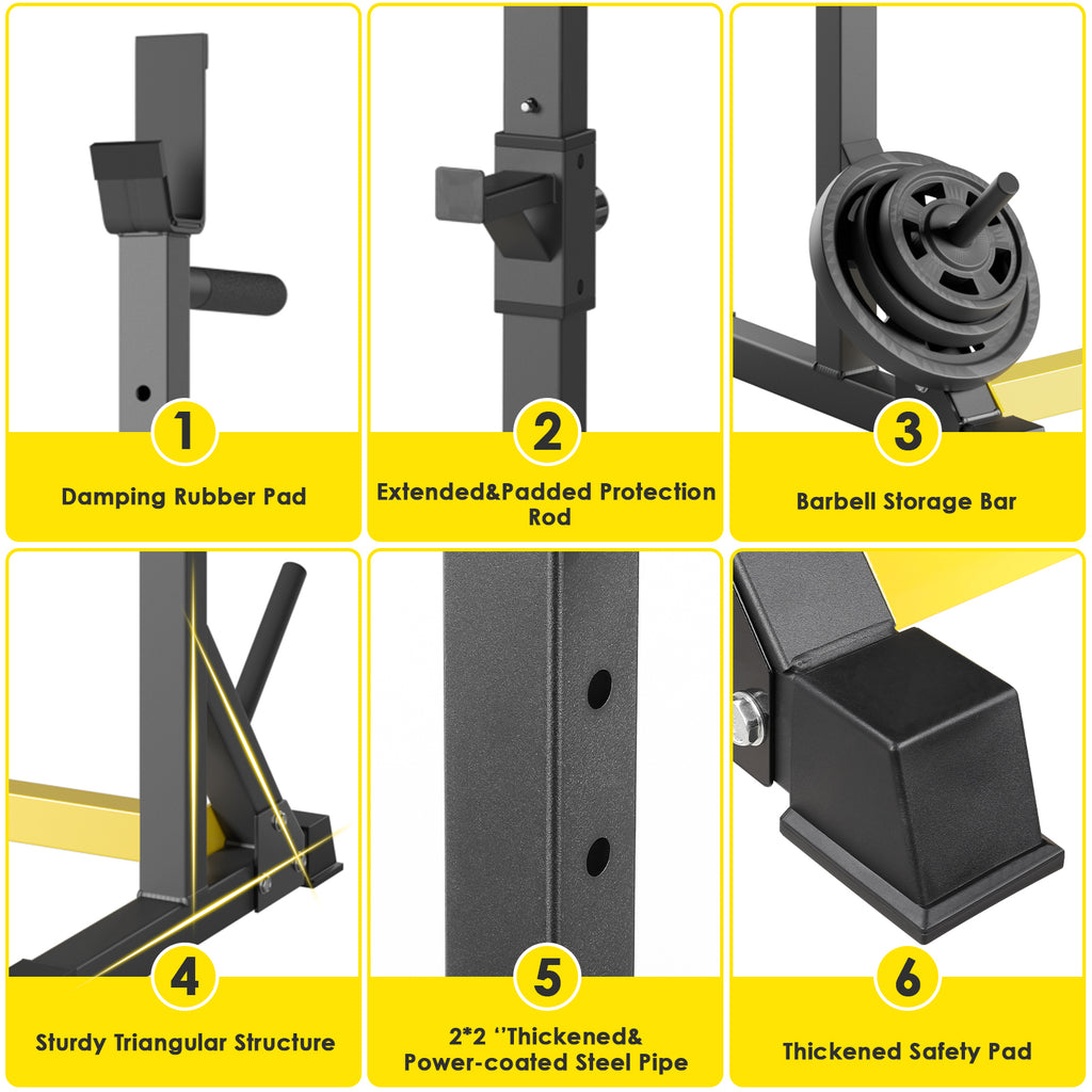 TLSUNNY Squat Rack Stand, Adjustable Barbell Rack for Home Gym Strength Training & Professional Workouts, 570 lbs