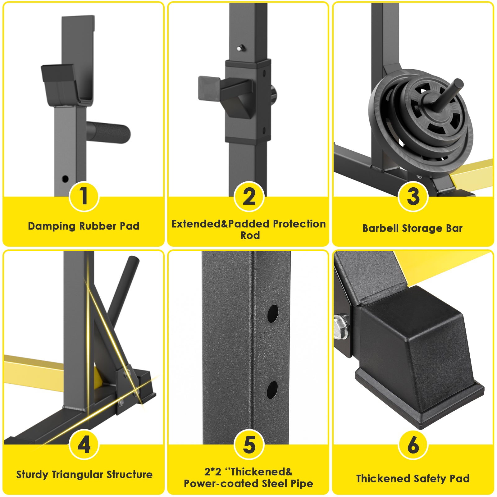 TLSUNNY Squat Rack Stand, Adjustable Barbell Rack for Home Gym Strength Training & Professional Workouts, 570 lbs
