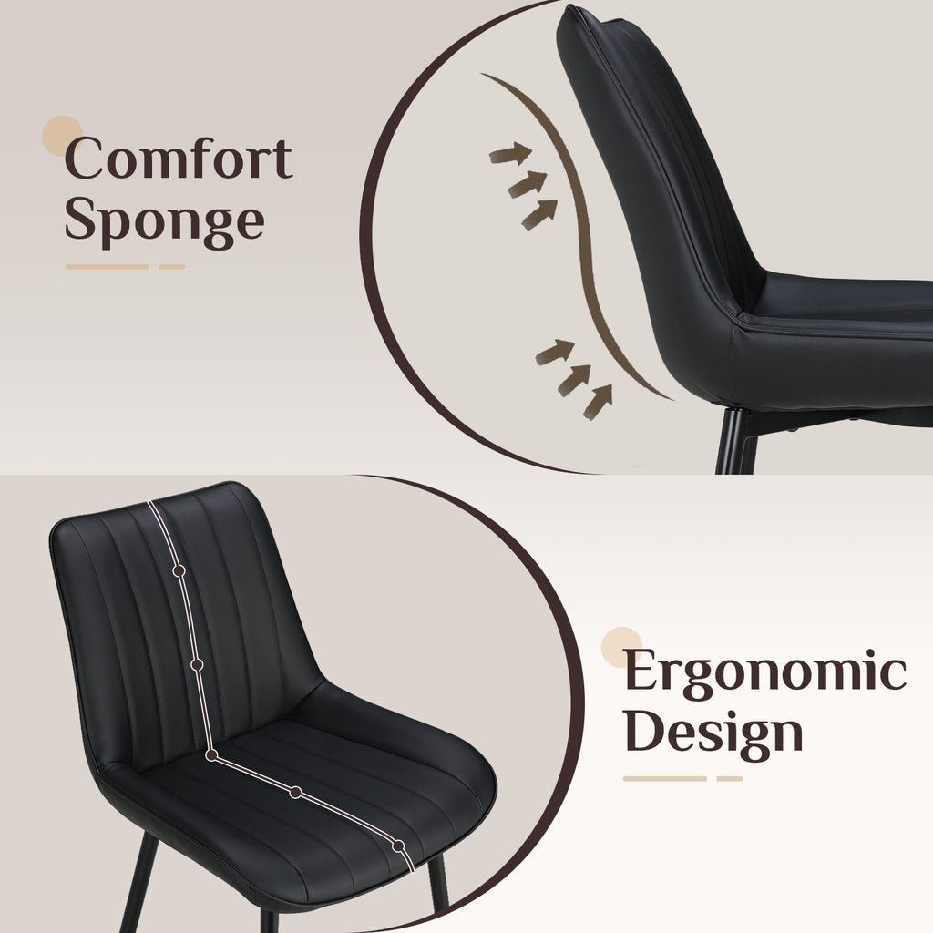 TLSUNNY Dining Chairs Set of 2, Modern High Back Suede Faux Leather Upholstered Dining Side Chairs with Thick Cushions, Wide Padded Seat, Metal Legs for Kitchen, Living Room