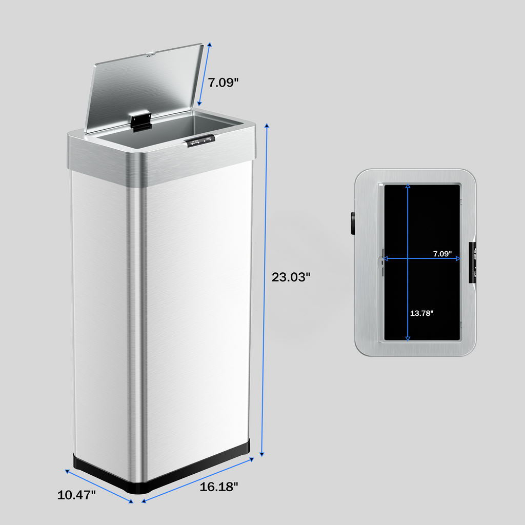 TLSUNNY Automatic Trash Can, 13.2/16/18.5/21.1 Gallon Stainless Steel, Motion Sensor Hands Free Soft Close Lid Garbage Biner