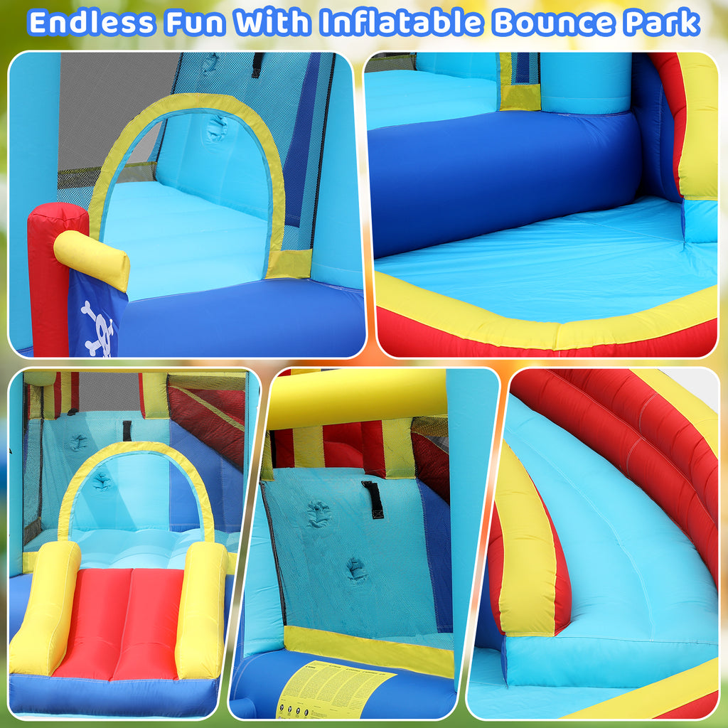 TLSUNNY Inflatable Bounce House for Kids, with Slide & Splash Pool, Summer Backyard Activity