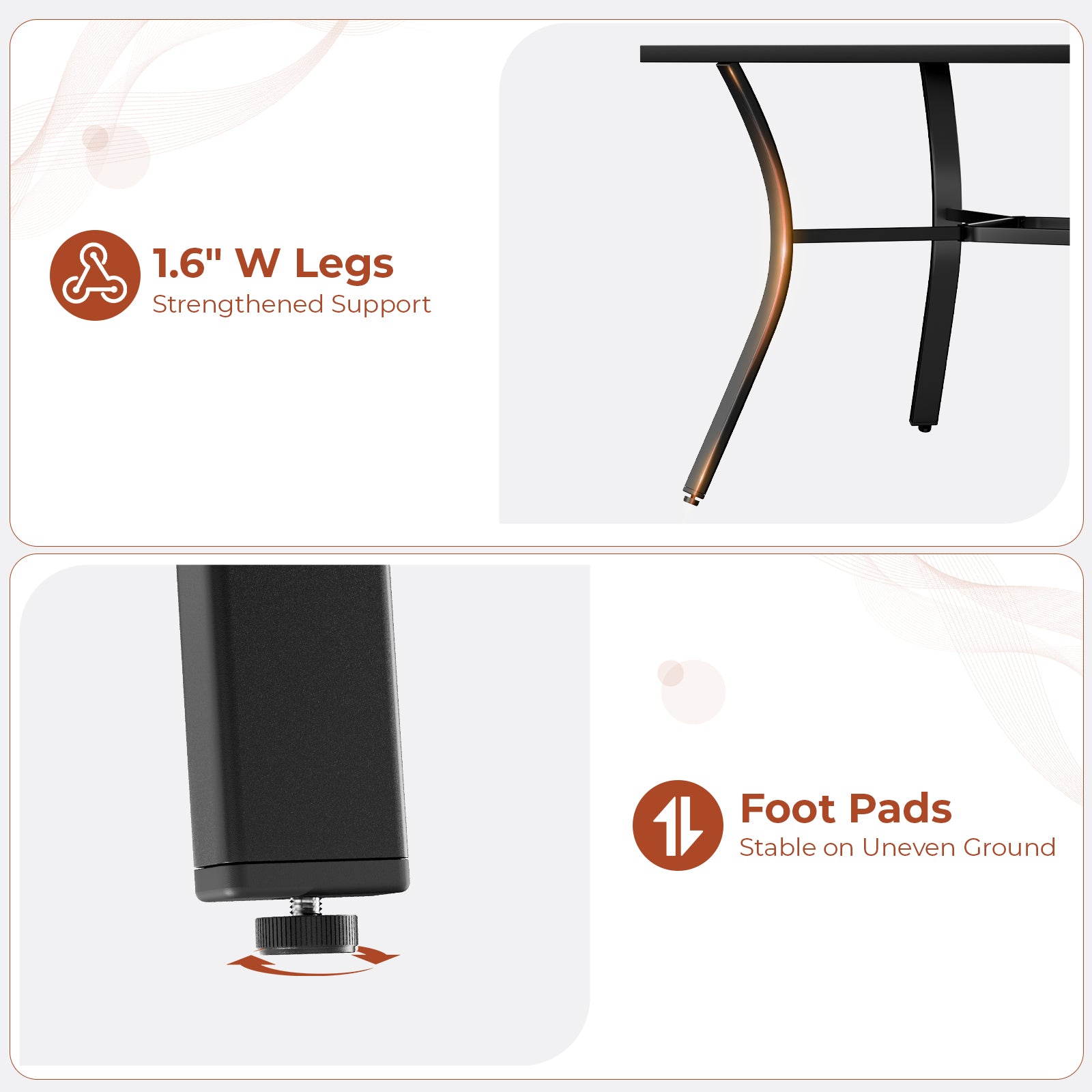 TLSUNNY Patio Dining Table, w/ Adjustable Umbrella Hole & Foot Pads, Metal Outdoor Table w/ Non-Rust E-coating, All Weather for Backyard Lawn Balcony Poolside