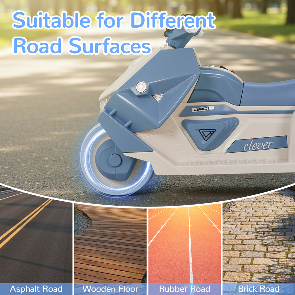 TLSUNNY Kids Ride-On Motorcycle, 6V Battery Powered with Non-Slip Tires & Sounds, Indoor/Outdoor Play Vehicle