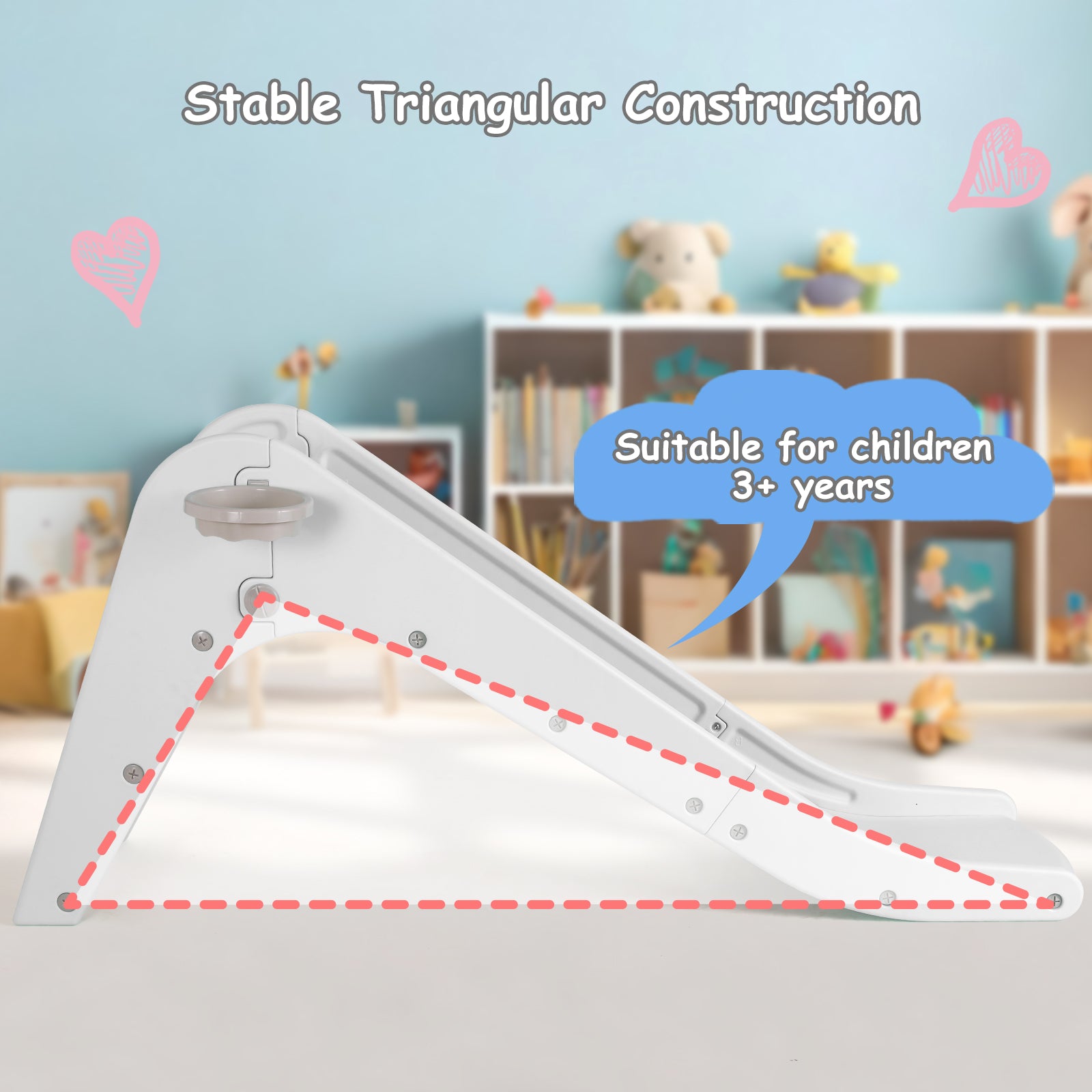 TLSUNNY Kids Slide Climber Set with Basketball Hoop, Durable Freestanding Stair Slides for Indoor Outdoor Play