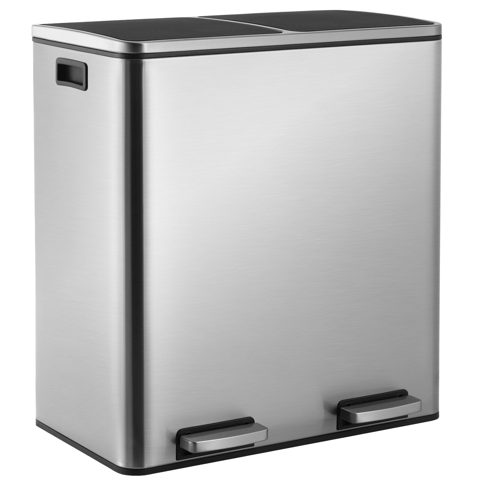 TLSUNNY 16 Gal Double Trash Can Kitchen, Dual Compartment Recycling Bin with Removable Buckets, for Home, Office