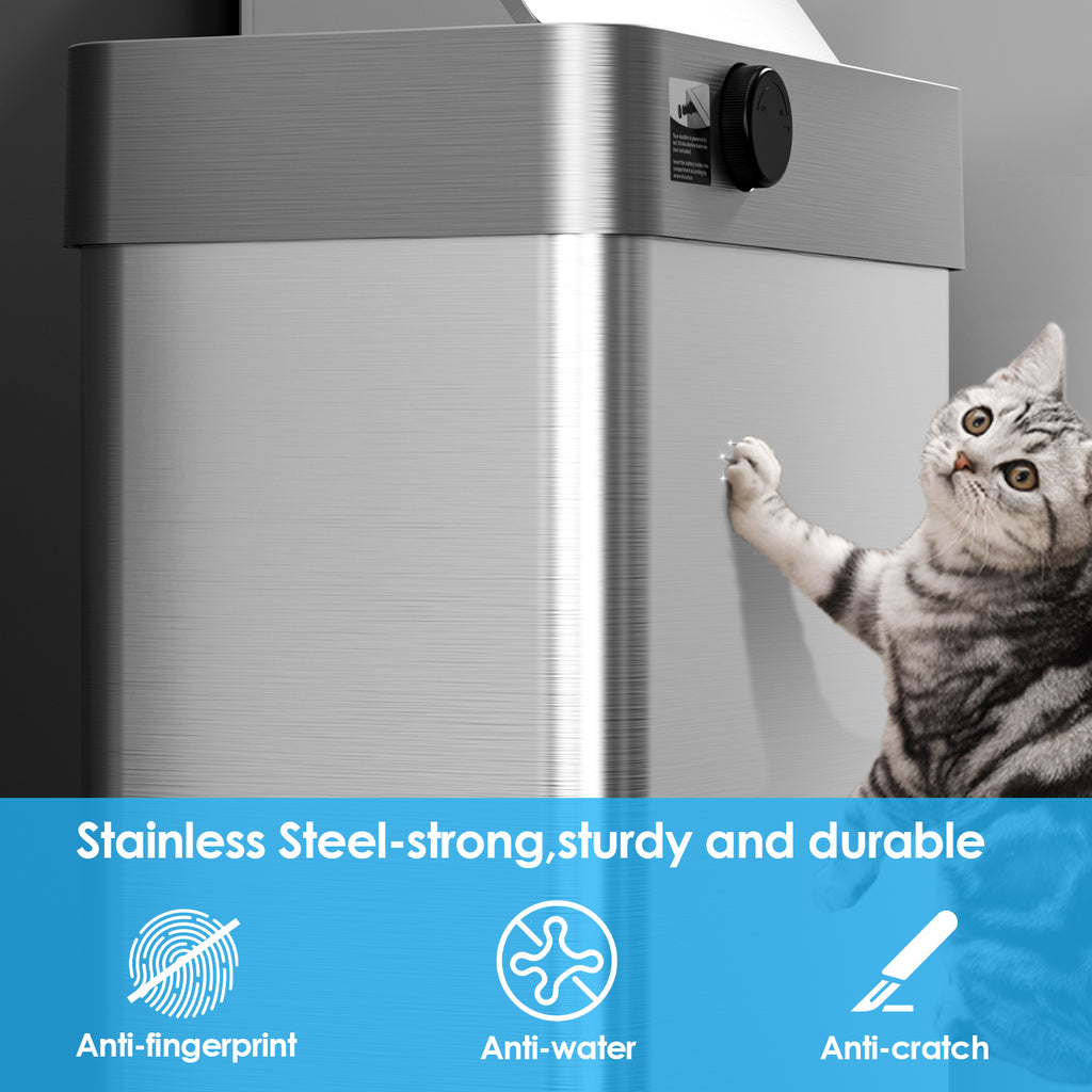 TLSUNNY Automatic Trash Can, 13.2/16/18.5/21.1 Gallon Stainless Steel, Motion Sensor Hands Free Soft Close Lid Garbage Biner