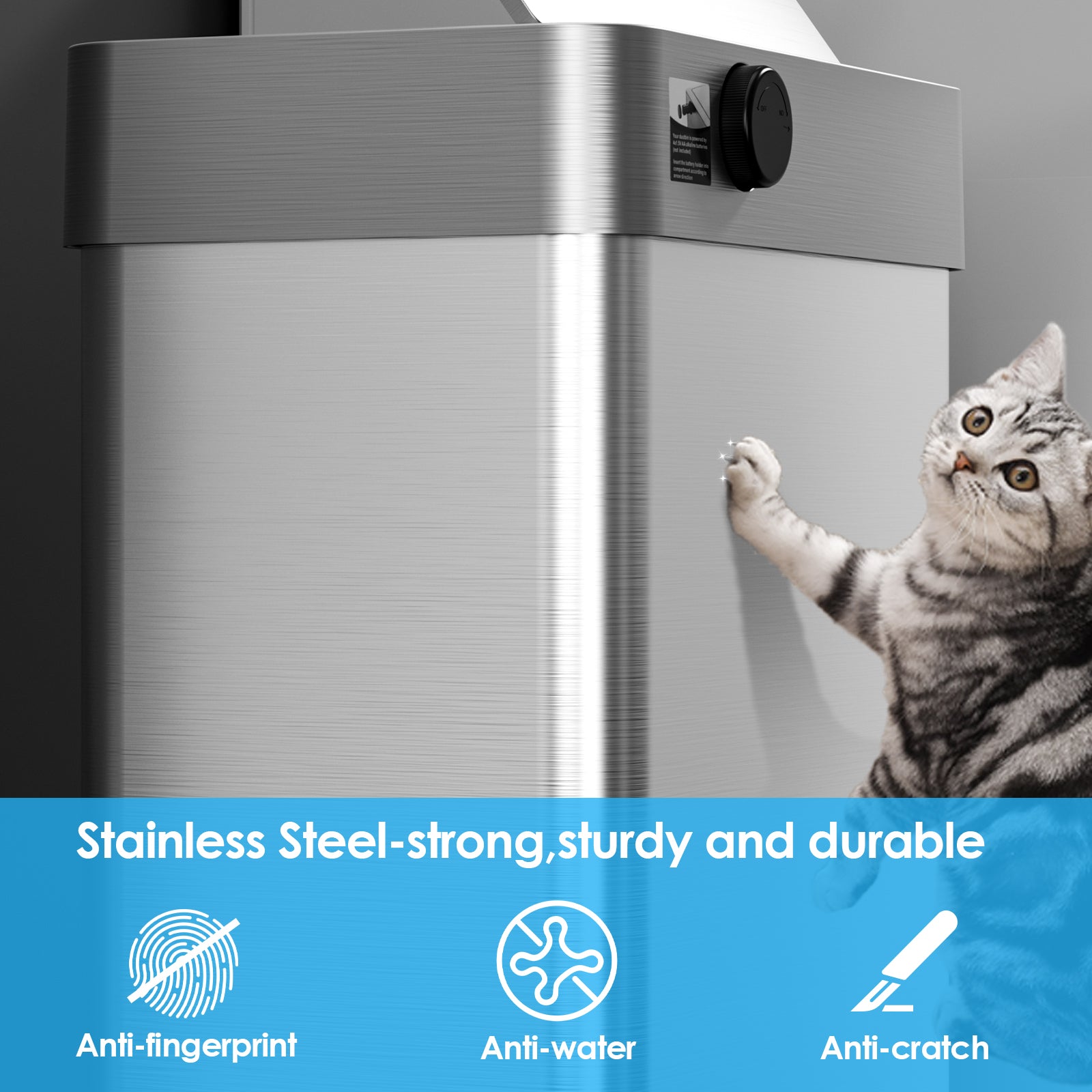 TLSUNNY Automatic Trash Can, 13.2/16/18.5/21.1 Gallon Stainless Steel, Motion Sensor Hands Free Soft Close Lid Garbage Biner