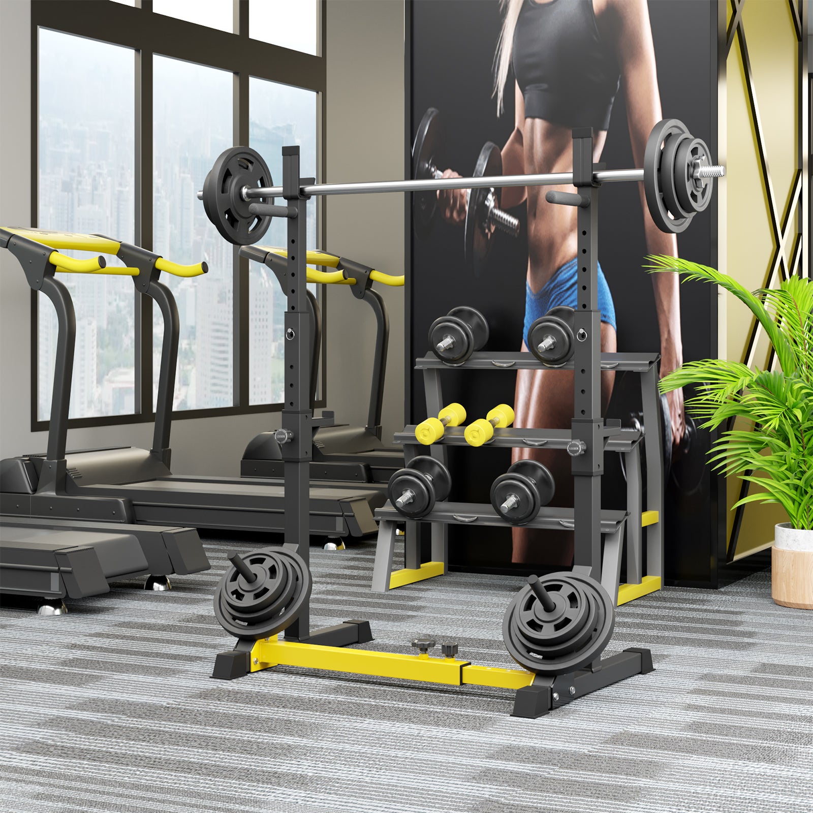 TLSUNNY Squat Rack Stand, Adjustable Barbell Rack for Home Gym Strength Training & Professional Workouts, 570 lbs