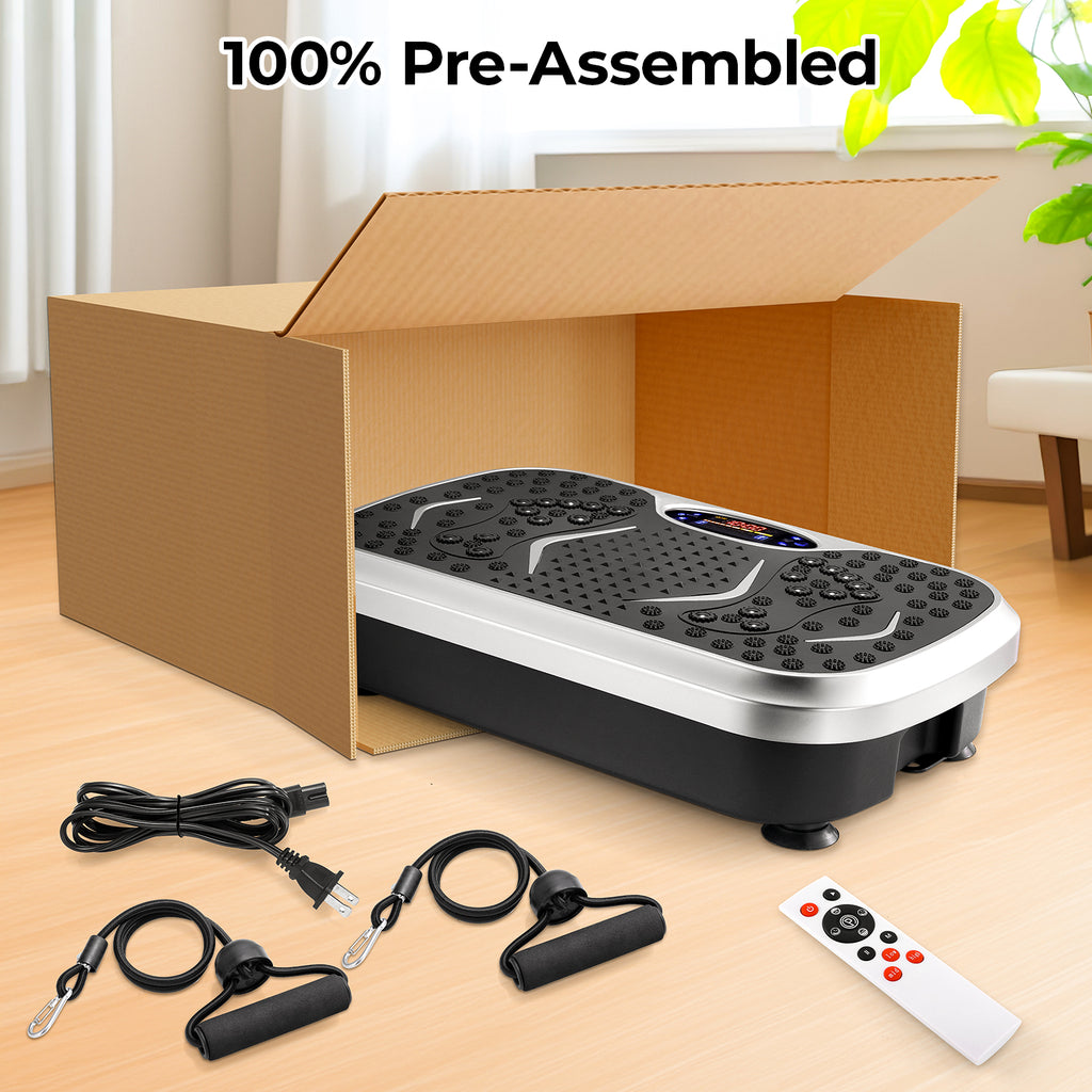 TLSUNNY 3D Vibration Plate Exercise Machine, Full Body Workout Machine with Remote & Resistance Bands for Home Use