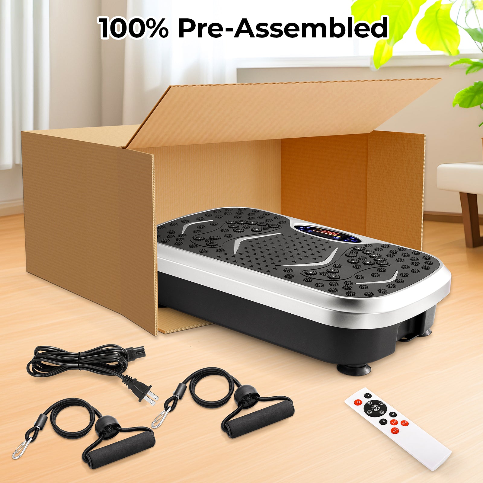 TLSUNNY 3D Vibration Plate Exercise Machine, Full Body Workout Machine with Remote & Resistance Bands for Home Use