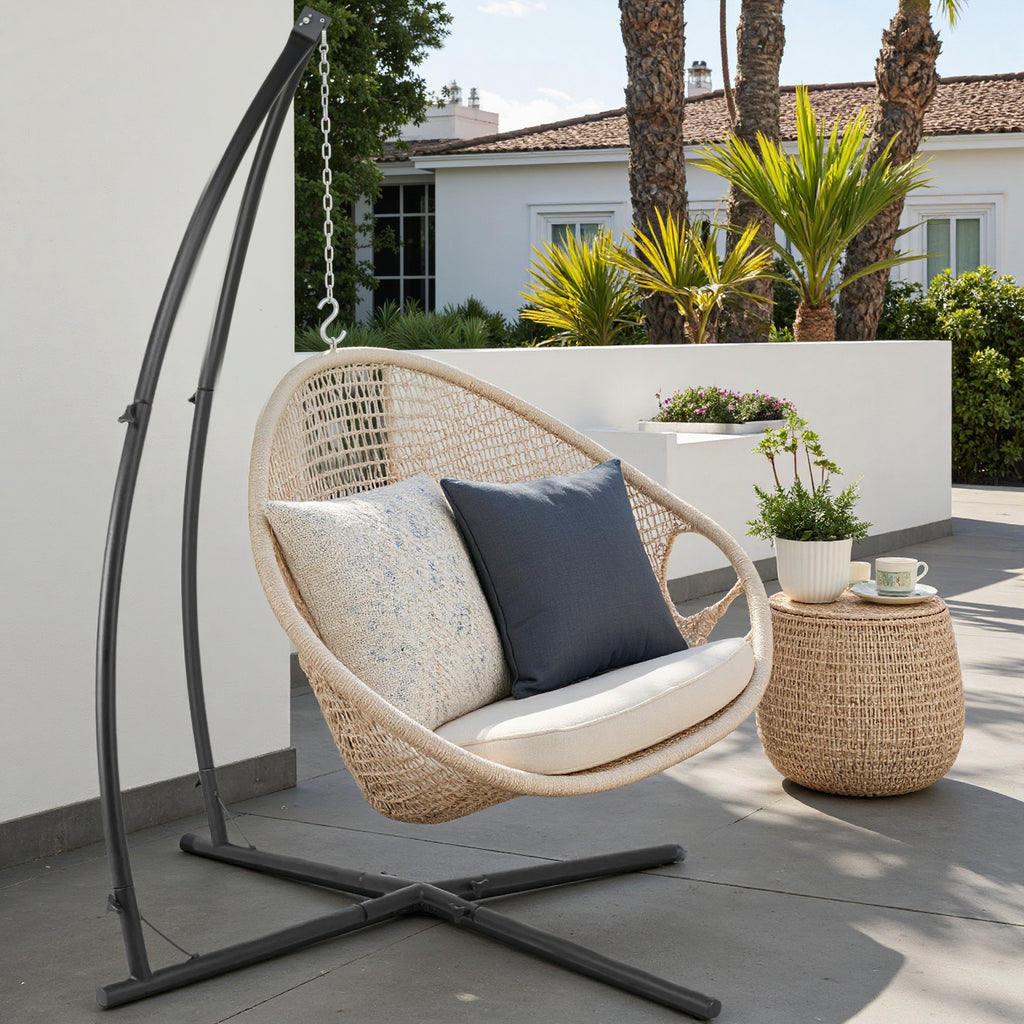 TLSUNNY Hammock Chair Stand, Heavy Duty X-Base Steel Stand, 330 LBS Capacity for Hanging Chair, Tree Tent, Lounger, Patio, Deck, Yard