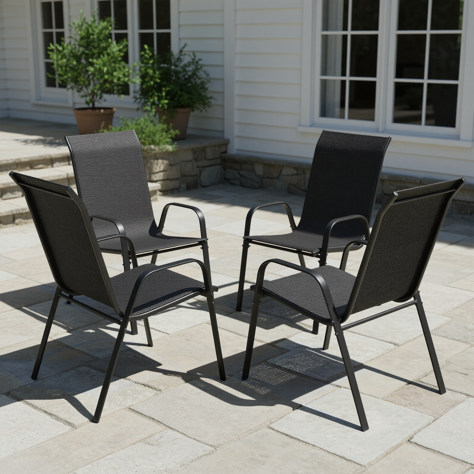 TLSUNNY Outdoor Patio Chairs Set of 4/6/8, Stackable & Heavy Duty for All-Weather Outdoor Dining Chairs, Backyard, Deck, Poolside, Restaurant Use