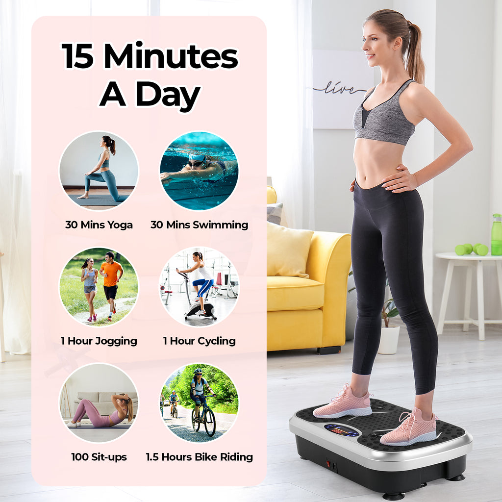 TLSUNNY 3D Vibration Plate Exercise Machine, Full Body Workout Machine with Remote & Resistance Bands for Home Use