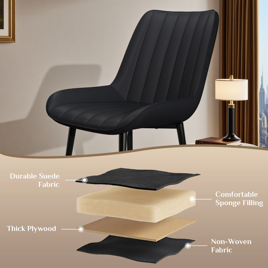 TLSUNNY Dining Chairs Set of 2, Modern High Back Suede Faux Leather Upholstered Dining Side Chairs with Thick Cushions, Wide Padded Seat, Metal Legs for Kitchen, Living Room