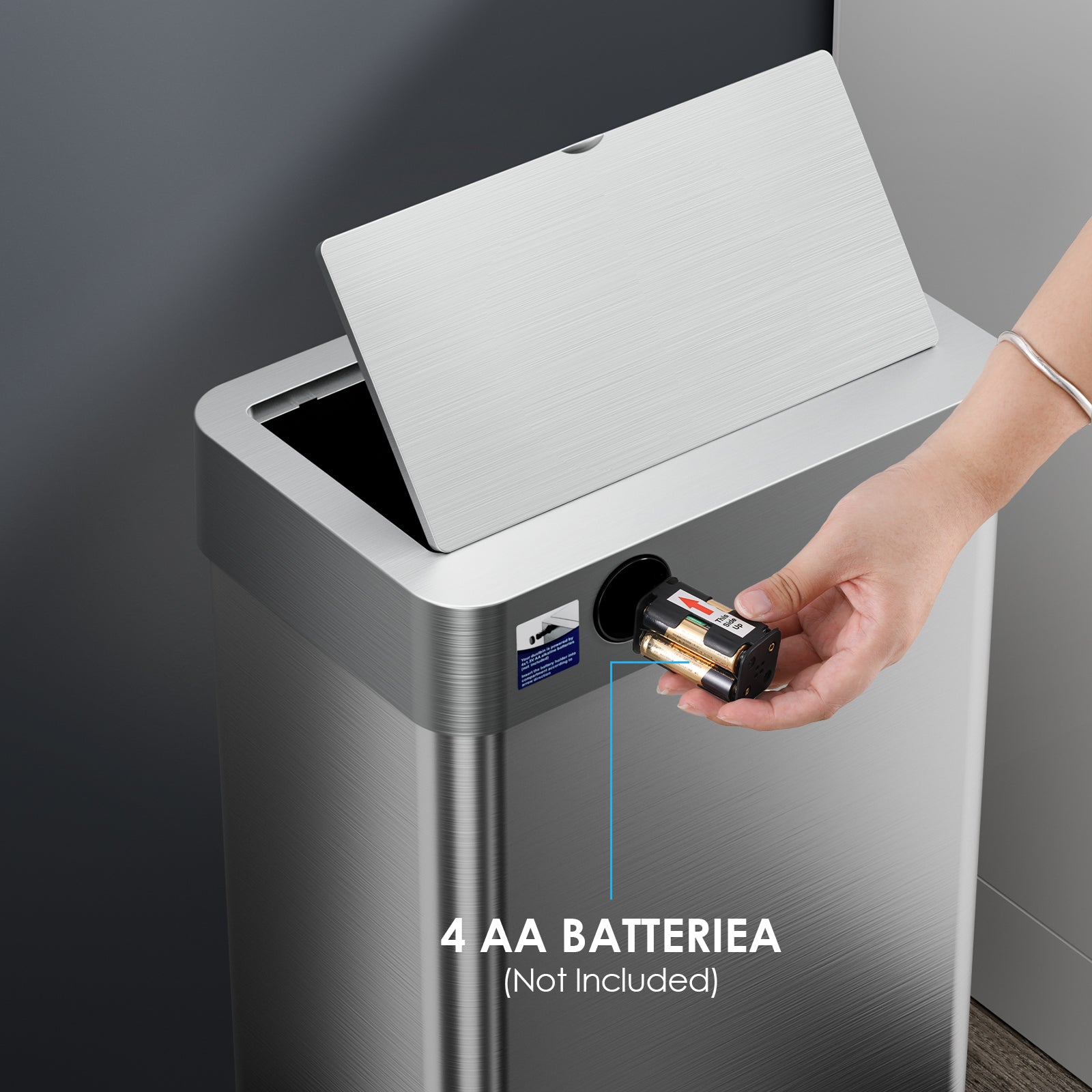 TLSUNNY Automatic Trash Can, 13.2/16/18.5/21.1 Gallon Stainless Steel, Motion Sensor Hands Free Soft Close Lid Garbage Biner