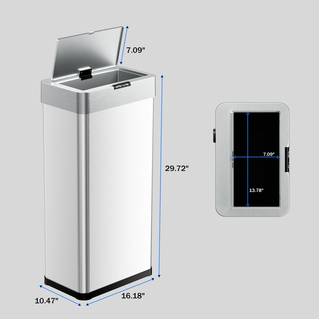 TLSUNNY Automatic Trash Can, 13.2/16/18.5/21.1 Gallon Stainless Steel, Motion Sensor Hands Free Soft Close Lid Garbage Biner