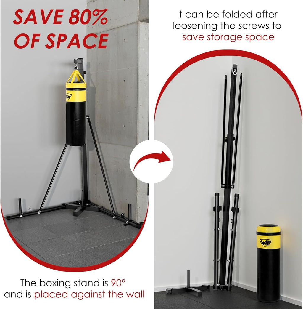 TLSUNNY 150 LBS Height Adjustable Punching Bag Stand, Heavy Duty Free Standing Boxing Bag Stand with Weighted Base, for Home Gym & Fitness Training