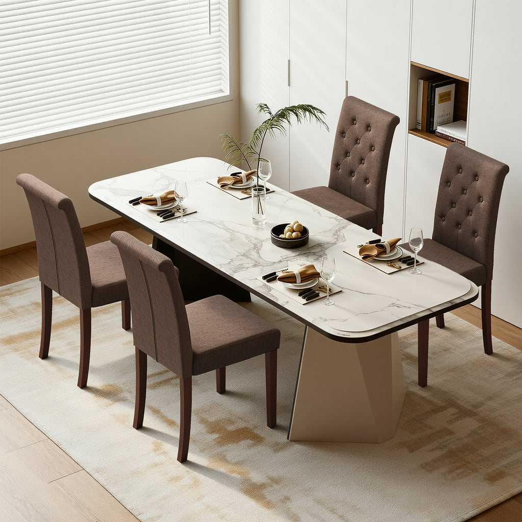 TLSUNNY Upholstered Dining Chairs Set of 2/4, Tufted Parsons Fabric Side Chairs with Solid Wood Legs, for Dining Room, Kitchen