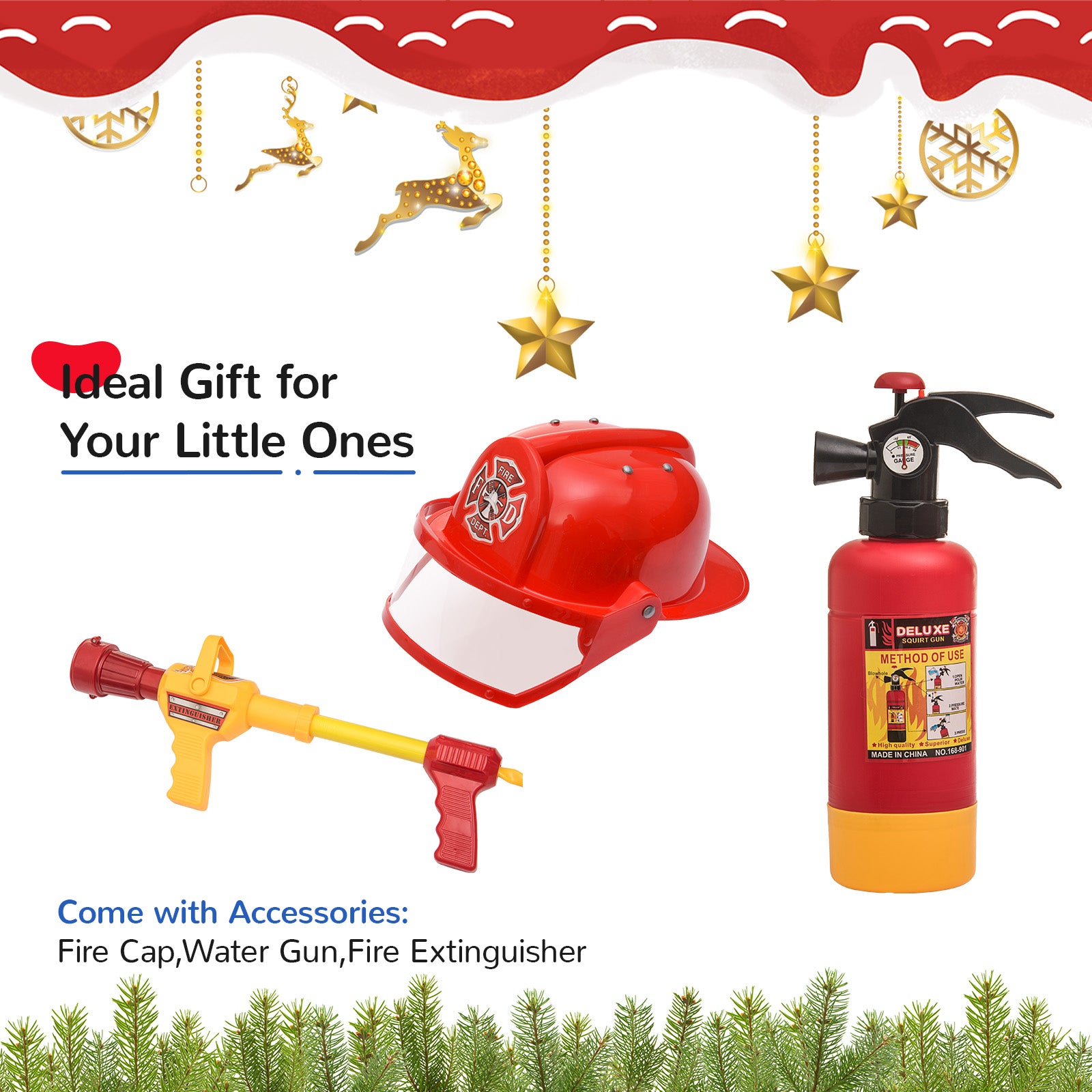 TLSUNNY 12V Ride on Fire Truck, w/Parent Remote Control,  Siren-Call, Flashing Lights, Fire Extinguishers, for Kids Age 3+