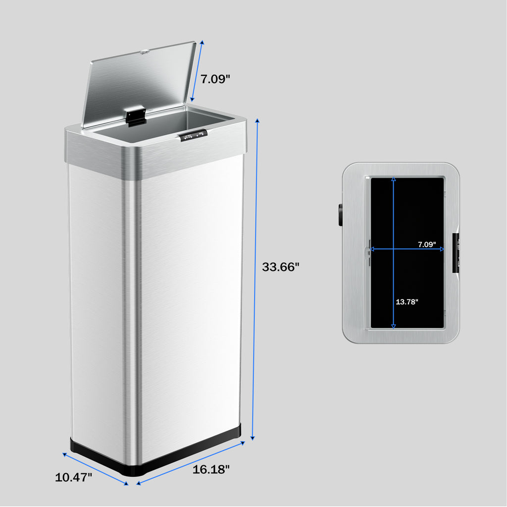 TLSUNNY Automatic Trash Can, 13.2/16/18.5/21.1 Gallon Stainless Steel, Motion Sensor Hands Free Soft Close Lid Garbage Biner