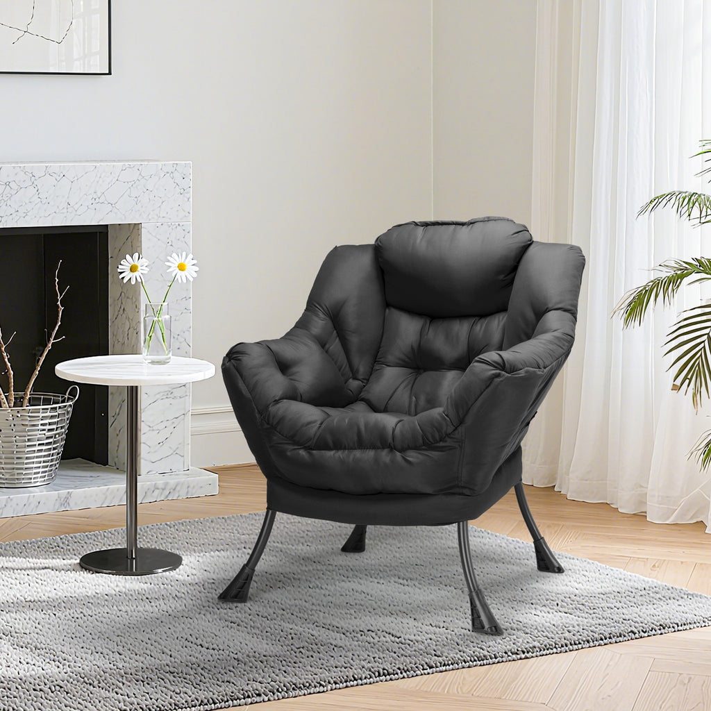 TLSUNNY Lazy Chair/ with Foldable Ottoman, Modern Lounge Reading Chair with Side Pocket, Upholstered Armchair for Living Room, Bedroom and Dorm