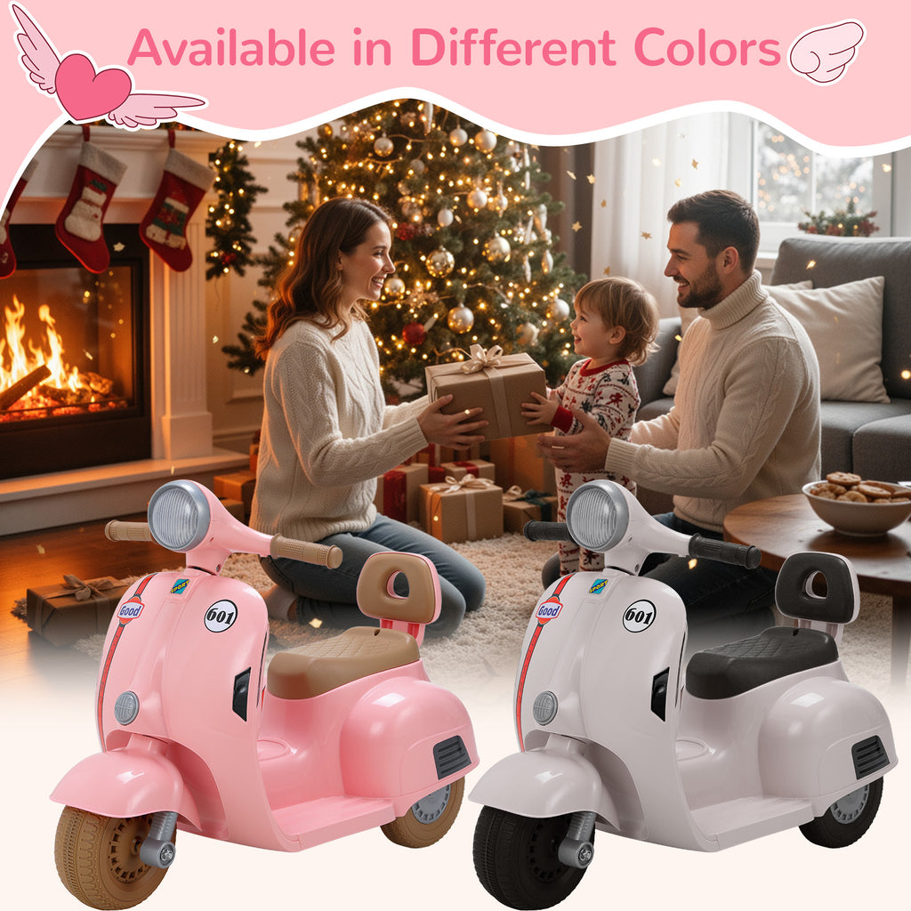 TLSUNNY Kids 6V Ride-On Motorcycle, with LED Headlight & Music, Battery Powered Toddler Motorcycle, for Toddlers Ages 3+