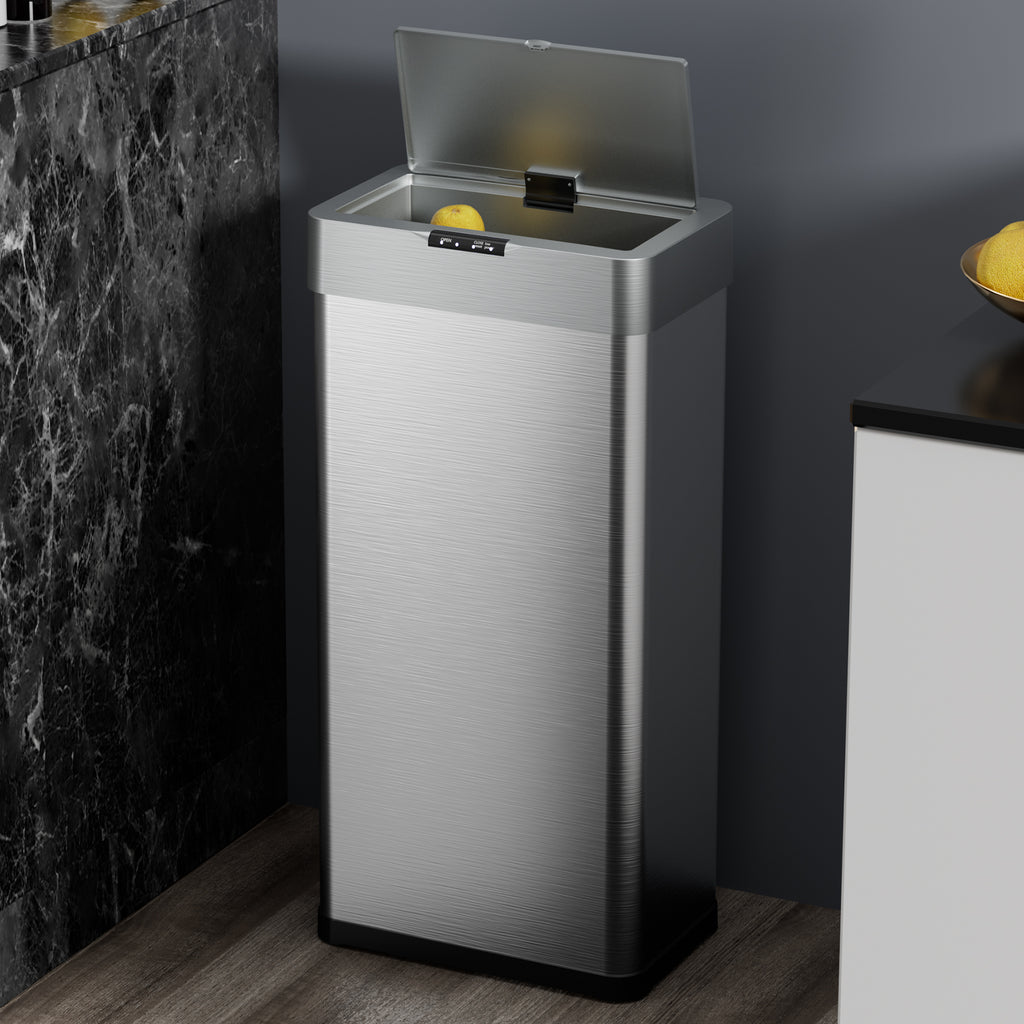 TLSUNNY Automatic Trash Can, 13.2/16/18.5/21.1 Gallon Stainless Steel, Motion Sensor Hands Free Soft Close Lid Garbage Biner