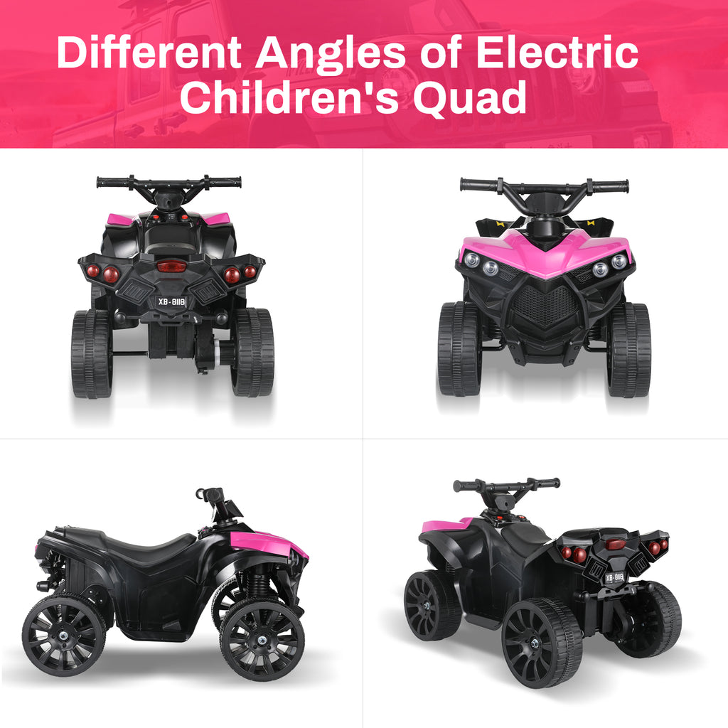 TLSUNNY Electric Ride-On ATV for Toddlers, 6V 4-Wheeler with Pedal Accelerator & Music, for Indoor/Outdoor