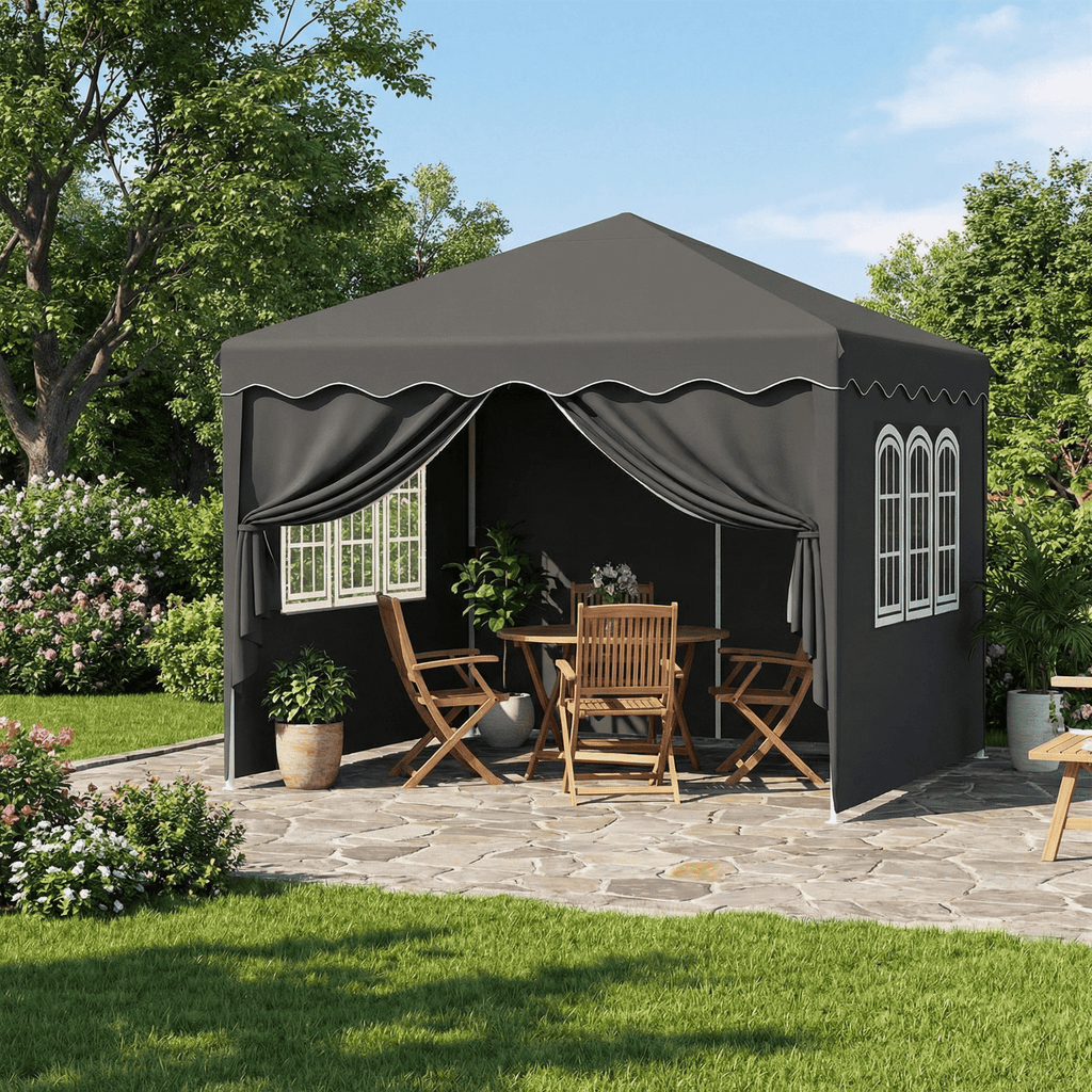 TLSUNNY 10x10' Pop up Canopy Tent, Outdoor Commercial Instant Canopy with 4 Sidewalls & Carrying Bag, Portable Gazebo for Market Event