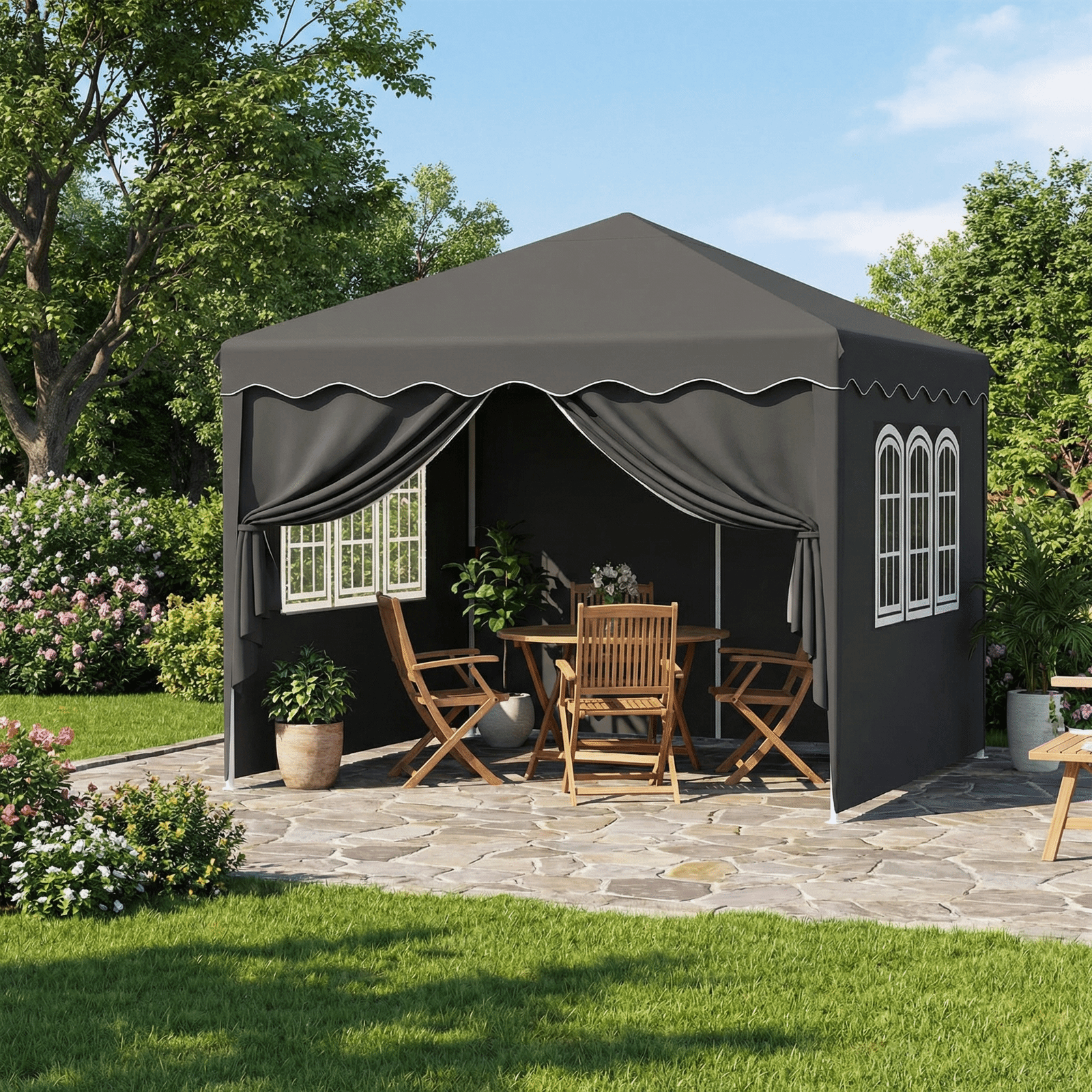 10x10 event tent TLSUNNY 10x10' Pop up Canopy Tent, Outdoor Commercial Instant Canopy with 4  Sidewalls & Carrying Bag, Portable Gazebo for Market Event
