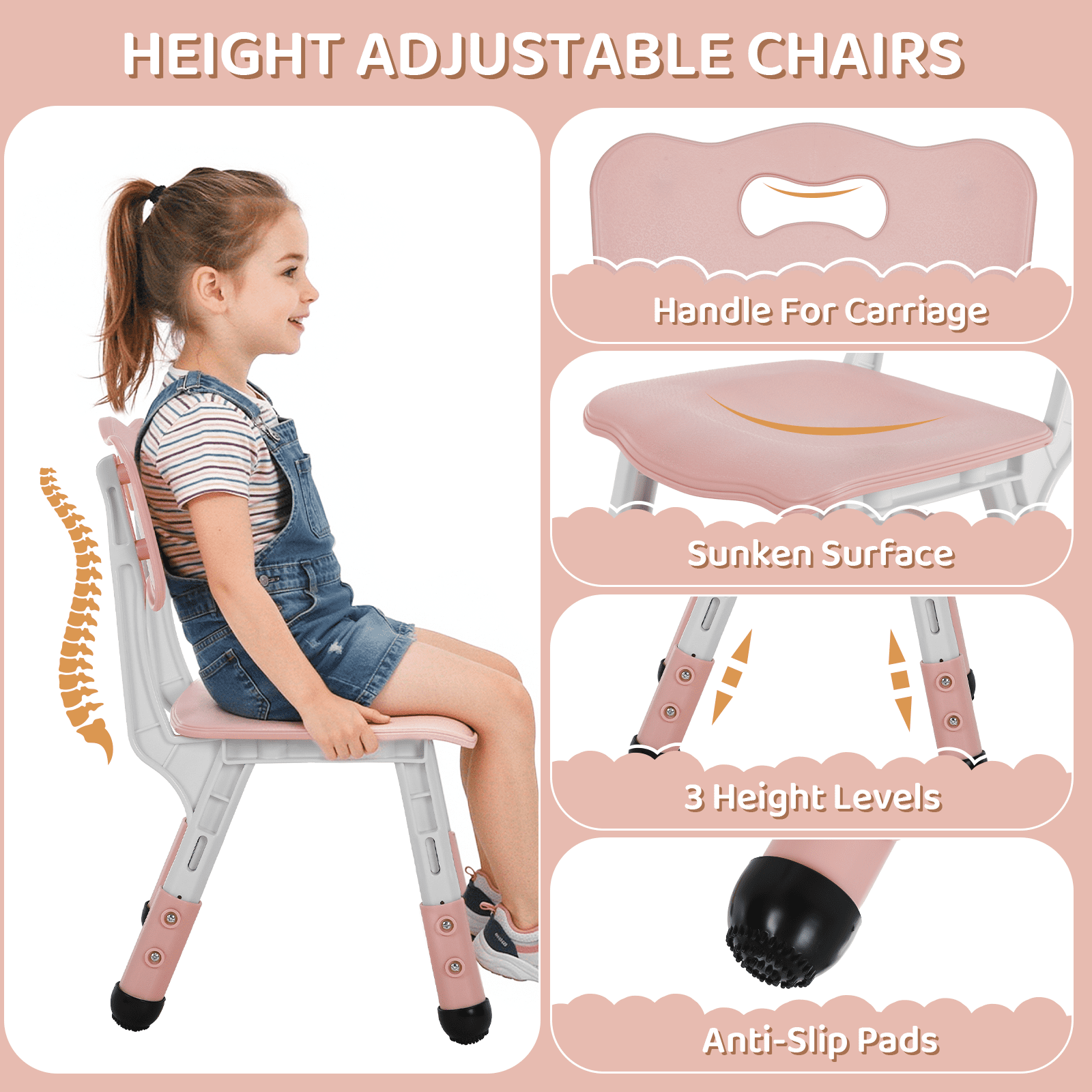 TLSUNNY Kids Table and 2 Chairs Set, Toddler Activity Table with Large Storage, Graffiti Desktop, Adjustable Height Chair with Anti-Slip Foot Covers, for Reading, Drawing, Snack Time
