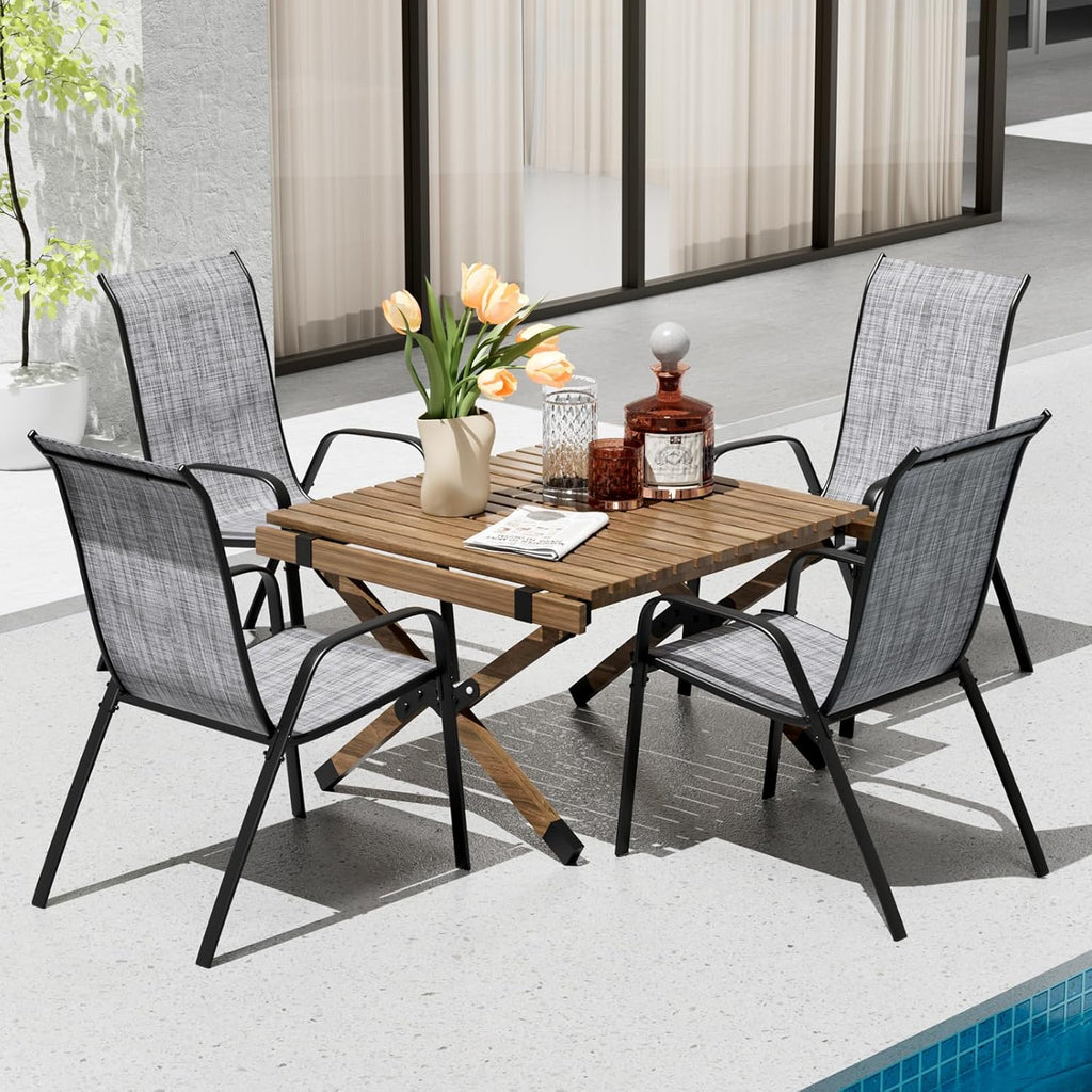 TLSUNNY Outdoor Patio Chairs Set of 4/6/8, Stackable & Heavy Duty for All-Weather Outdoor Dining Chairs, Backyard, Deck, Poolside, Restaurant Use