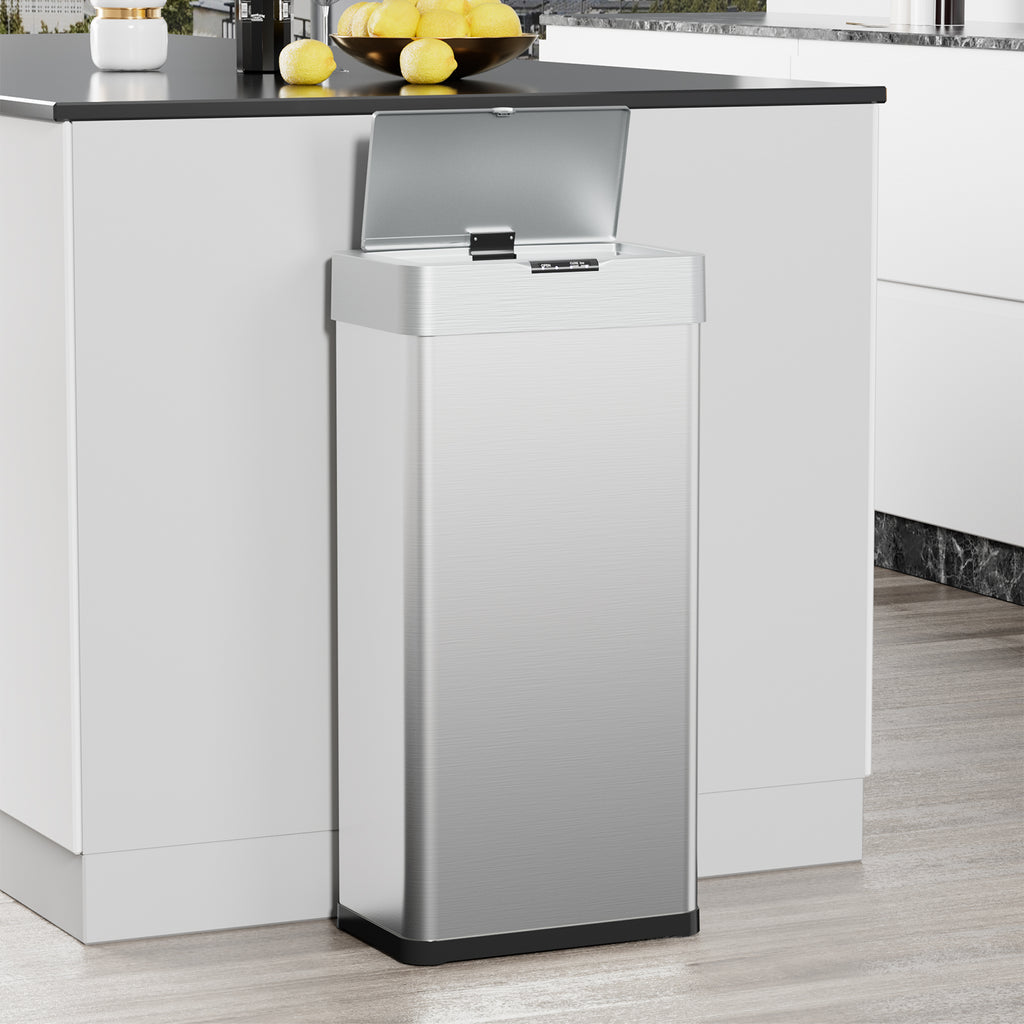 TLSUNNY Automatic Trash Can, 13.2/16/18.5/21.1 Gallon Stainless Steel, Motion Sensor Hands Free Soft Close Lid Garbage Biner