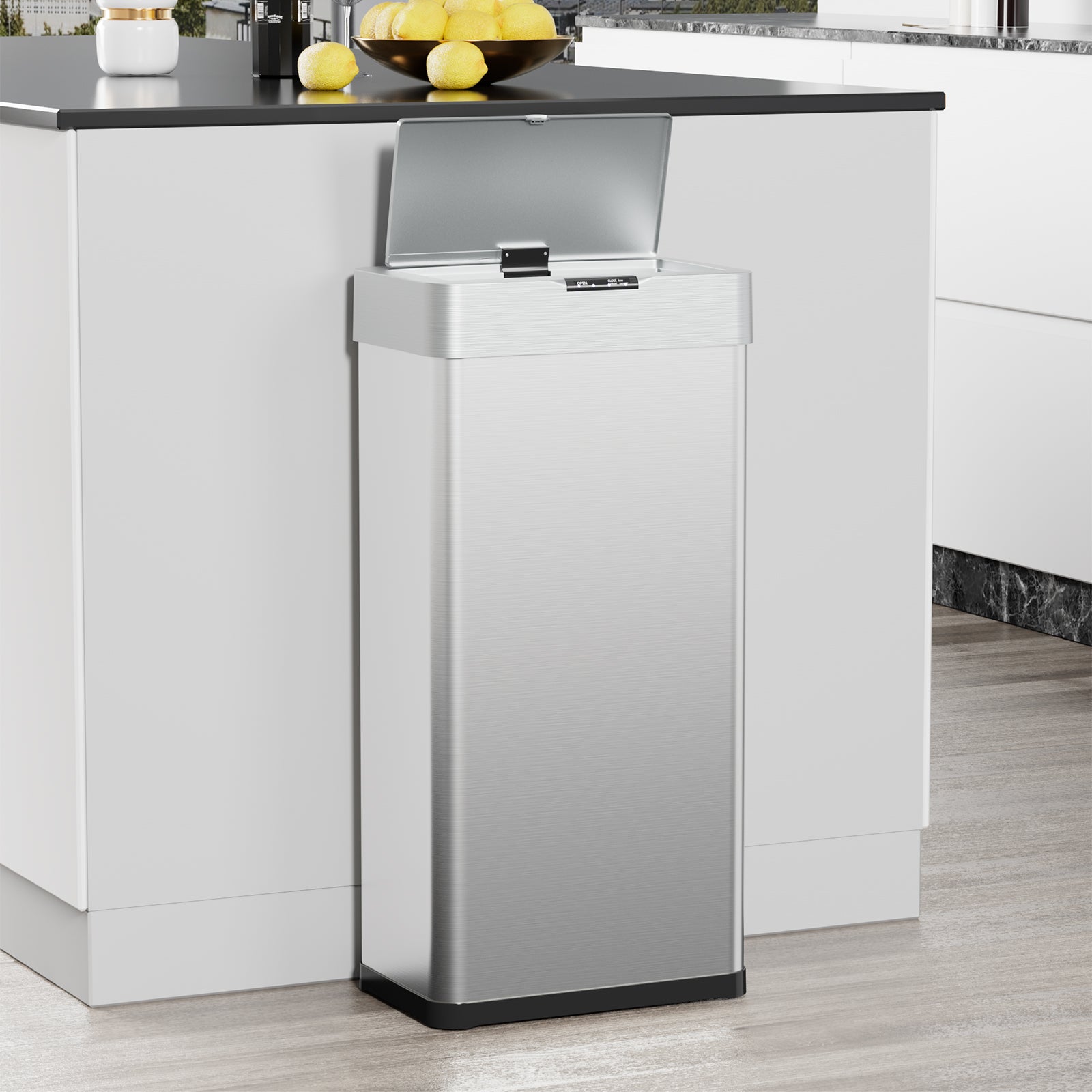 TLSUNNY Automatic Trash Can, 13.2/16/18.5/21.1 Gallon Stainless Steel, Motion Sensor Hands Free Soft Close Lid Garbage Biner