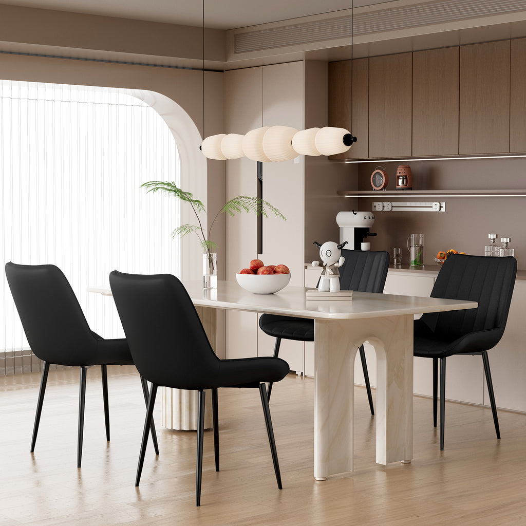 TLSUNNY Dining Chairs Set of 2, Modern High Back Suede Faux Leather Upholstered Dining Side Chairs with Thick Cushions, Wide Padded Seat, Metal Legs for Kitchen, Living Room