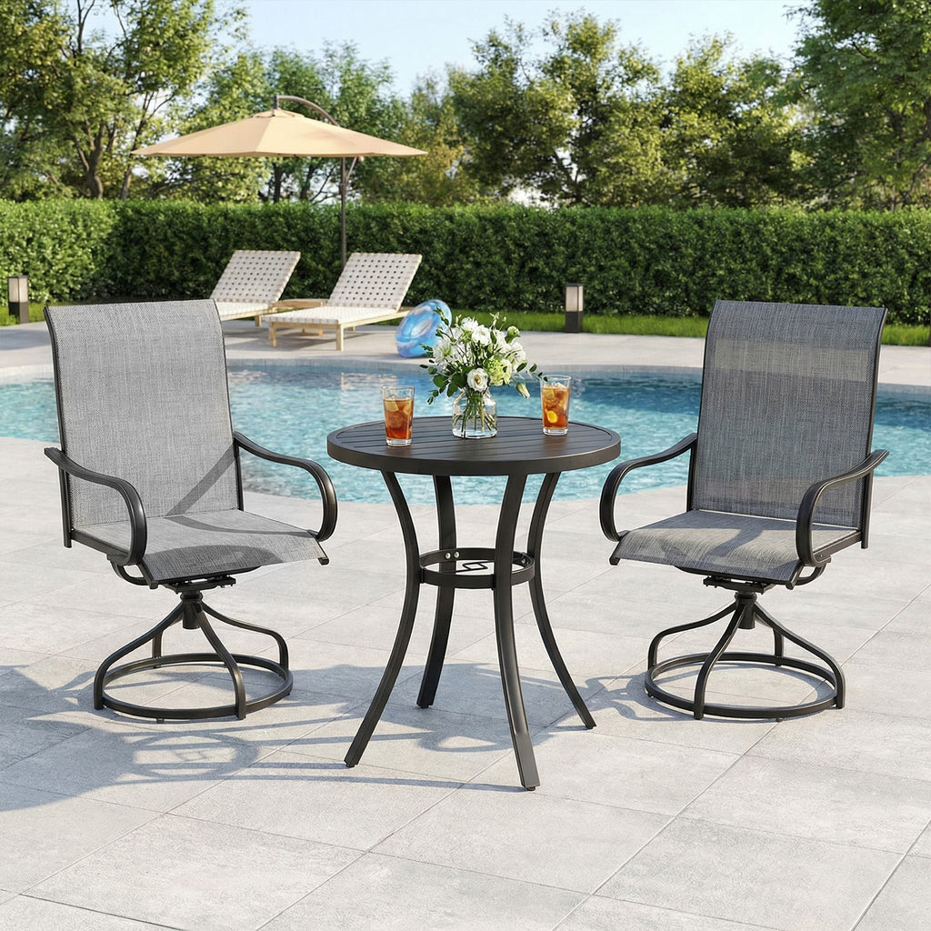 TLSUNNY Patio Furniture Set of 2/4, Outdoor 360° Swivel Dining Chairs W/ High Back, Armrest, All-Weather Textilene Furniture for Garden, 330LBS