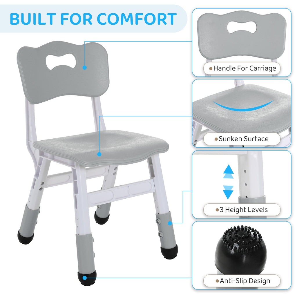 TLSUNNY Toddler Table and 2 Chairs Set, W/ Large Storage & Double-Sided Graffiti/Block Building Table Top, 4 Drawers, Height Adjustable