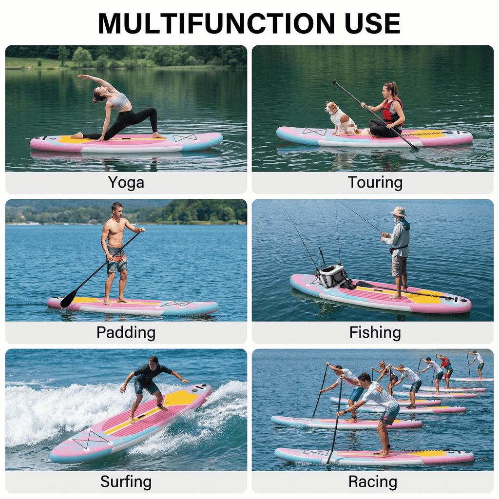 TLSUNNY Inflatable Stand Up Paddle Board, 10/11/12Ft Surfboard 6'' Thick SUP Paddle Board, with Carrying Bag, Hand Pump, Air Pump