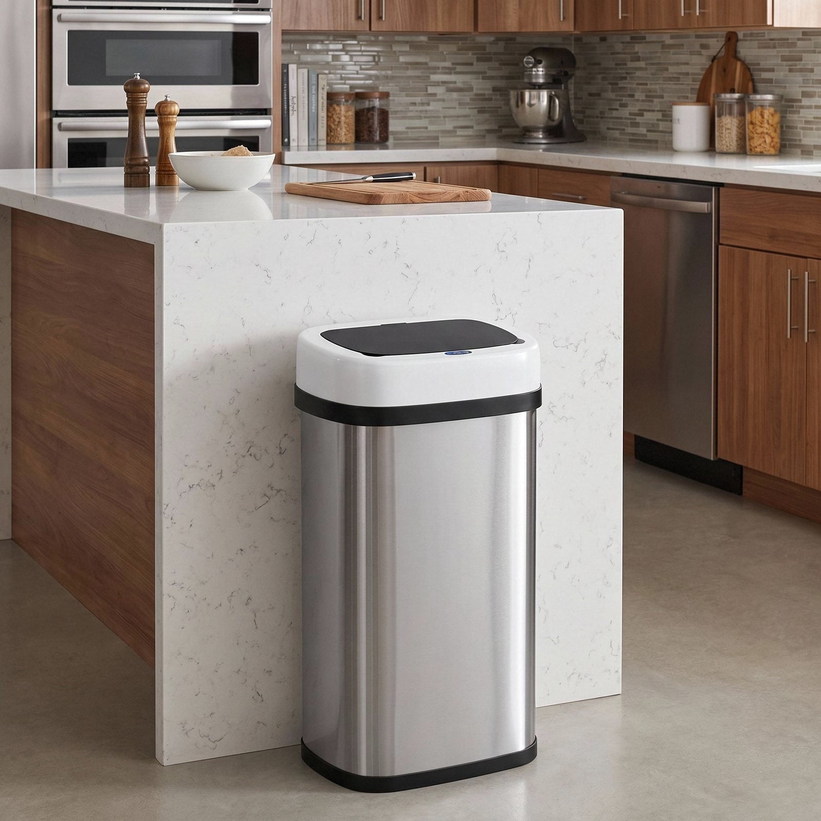 TLSUNNY 13.2/15.6/18.5 Gallon Automatic Touchless Motion Sensor Garbage Bin, Stainless Steel Kitchen Trash Can W/ Soft-Close Lid, Wave or Touch to Open