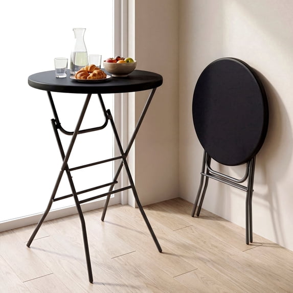 TLSUNNY 31.5" Folding Round Cocktail Table, High Top, Indoor/Outdoor Bar Height Table for Party, Commercial Events, 280LBS