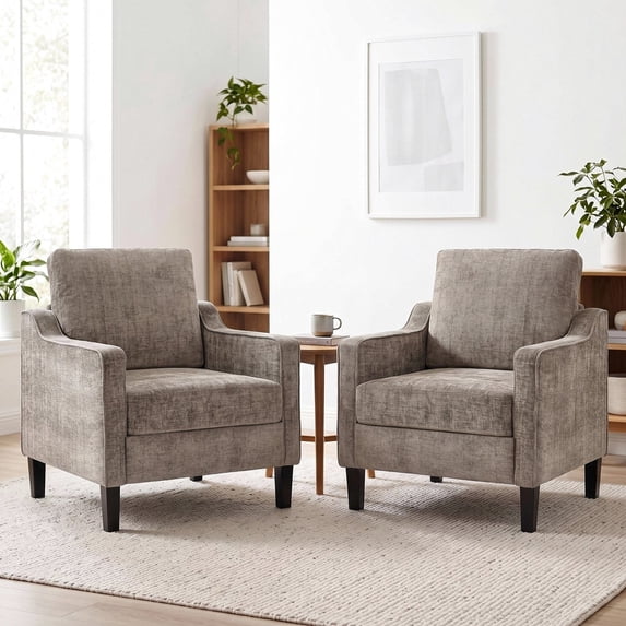 TLSUNNY Accent Chair, Mid Century Modern Reading Chair, Upholstered Armchair with Removable Cover, Comfy Single Sofa Side Chair for Office, Apartment, Small Room