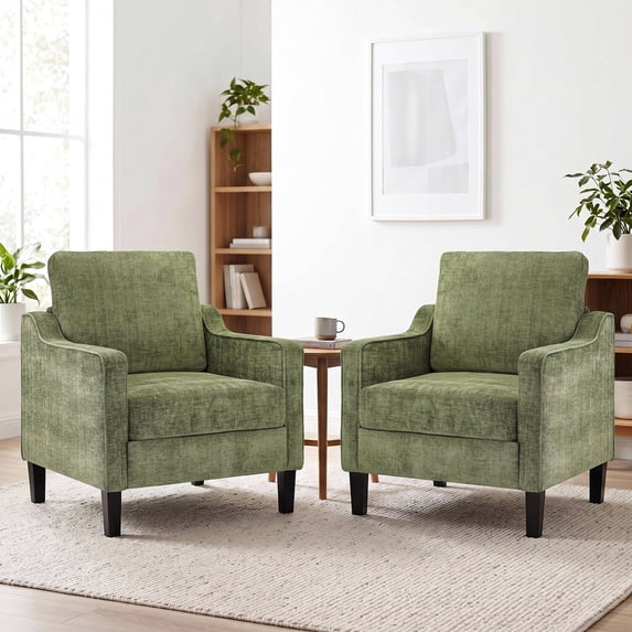 TLSUNNY Accent Chair, Mid Century Modern Reading Chair, Upholstered Armchair with Removable Cover, Comfy Single Sofa Side Chair for Office, Apartment, Small Room