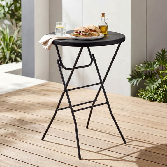 TLSUNNY 31.5" Folding Round Cocktail Table, High Top, Indoor/Outdoor Bar Height Table for Party, Commercial Events, 280LBS