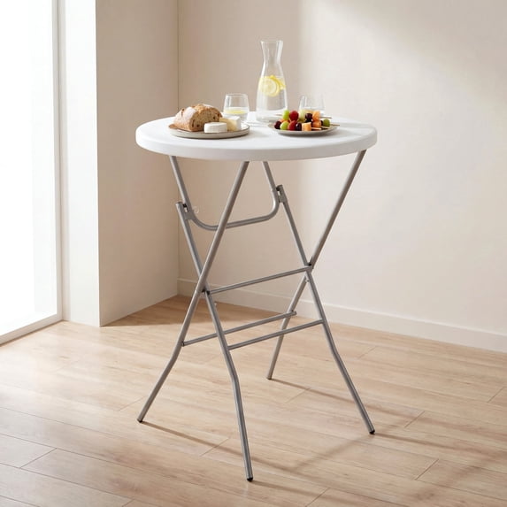 TLSUNNY 31.5" Folding Round Cocktail Table, High Top, Indoor/Outdoor Bar Height Table for Party, Commercial Events, 280LBS