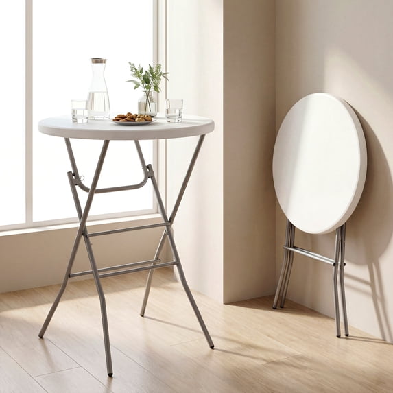 TLSUNNY 31.5" Folding Round Cocktail Table, High Top, Indoor/Outdoor Bar Height Table for Party, Commercial Events, 280LBS