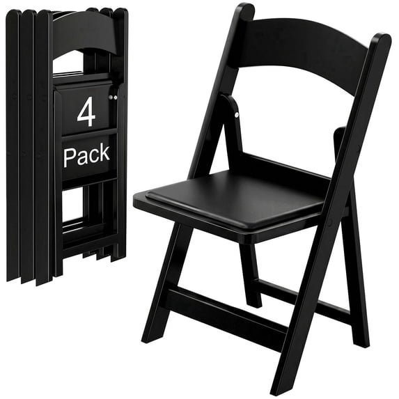TLSUNNY 4 Pack Resin Folding Chairs with Padded Seats, Foldable Chair for Events Indoor/Outdoor, Parties, Weddings, Garden and Patio, 1000 lbs Capacity